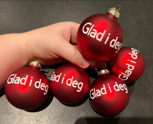 Julekule med navn  Rød glans